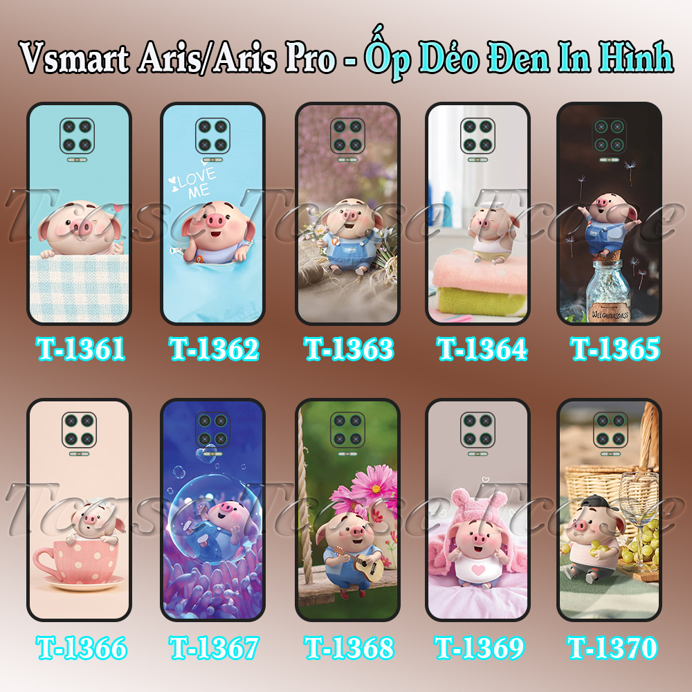 [HCM]Ốp lưng Vsmart Aris/ Aris Pro dẻo đen in hình Heo Con Cute