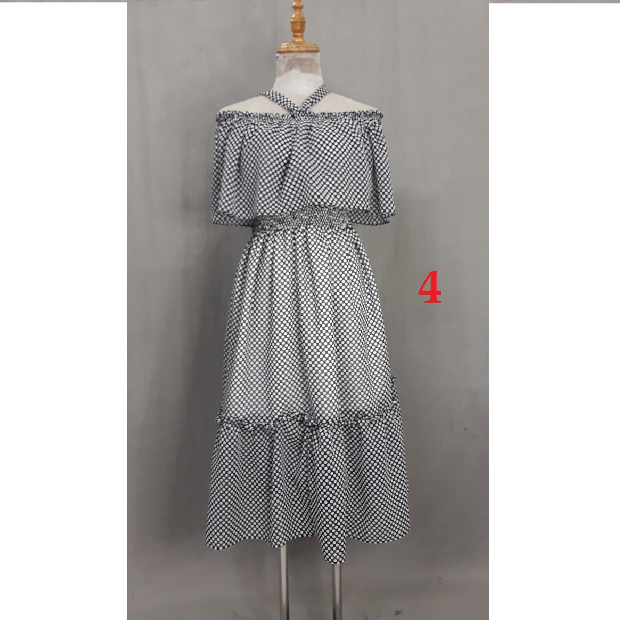 Đầm maxi voan, đuôi cá, cổ sen, nhiều màu