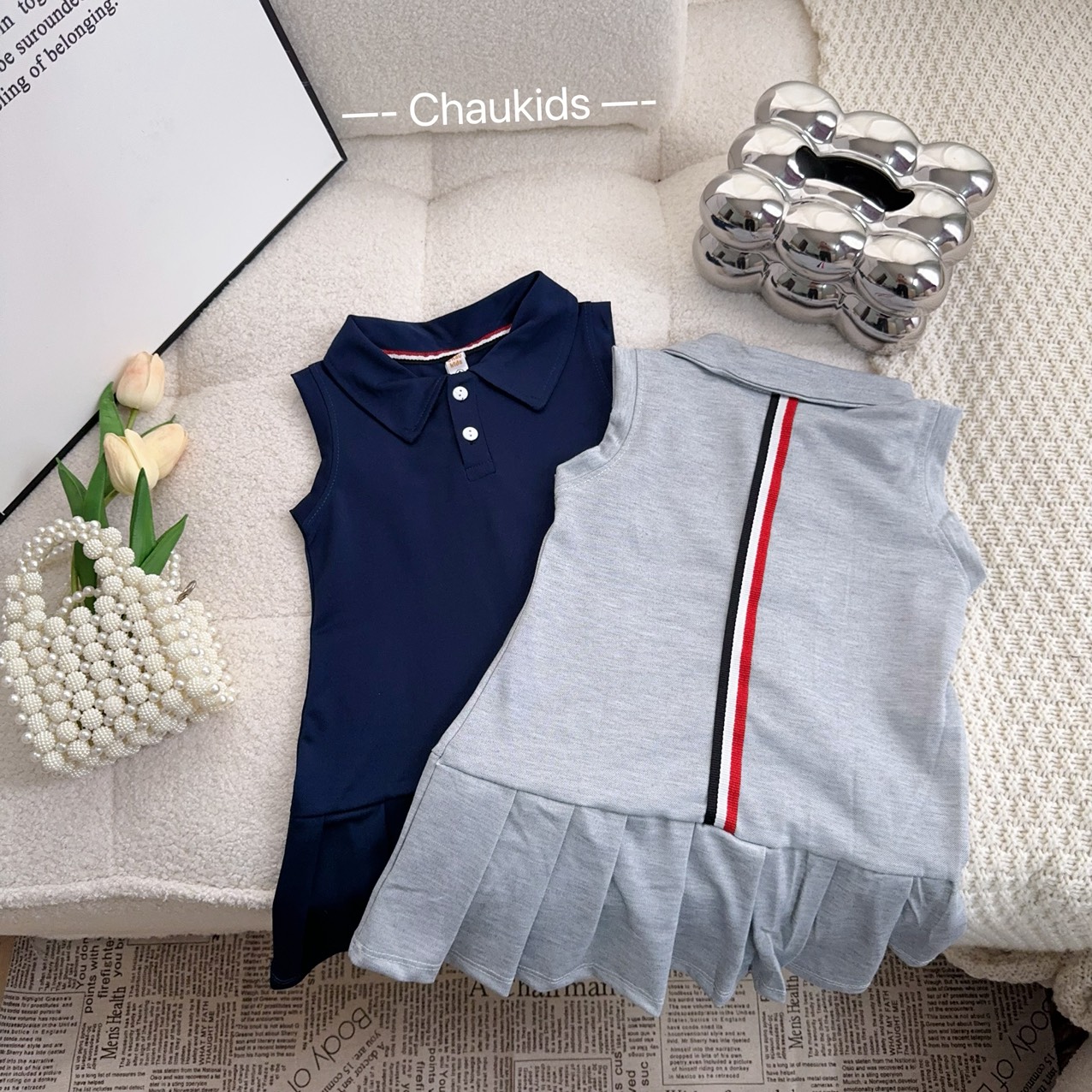 (10-30kg) Váy Polo Sát Nách Đuôi Cá Xếp Ly Cho Bé Gái