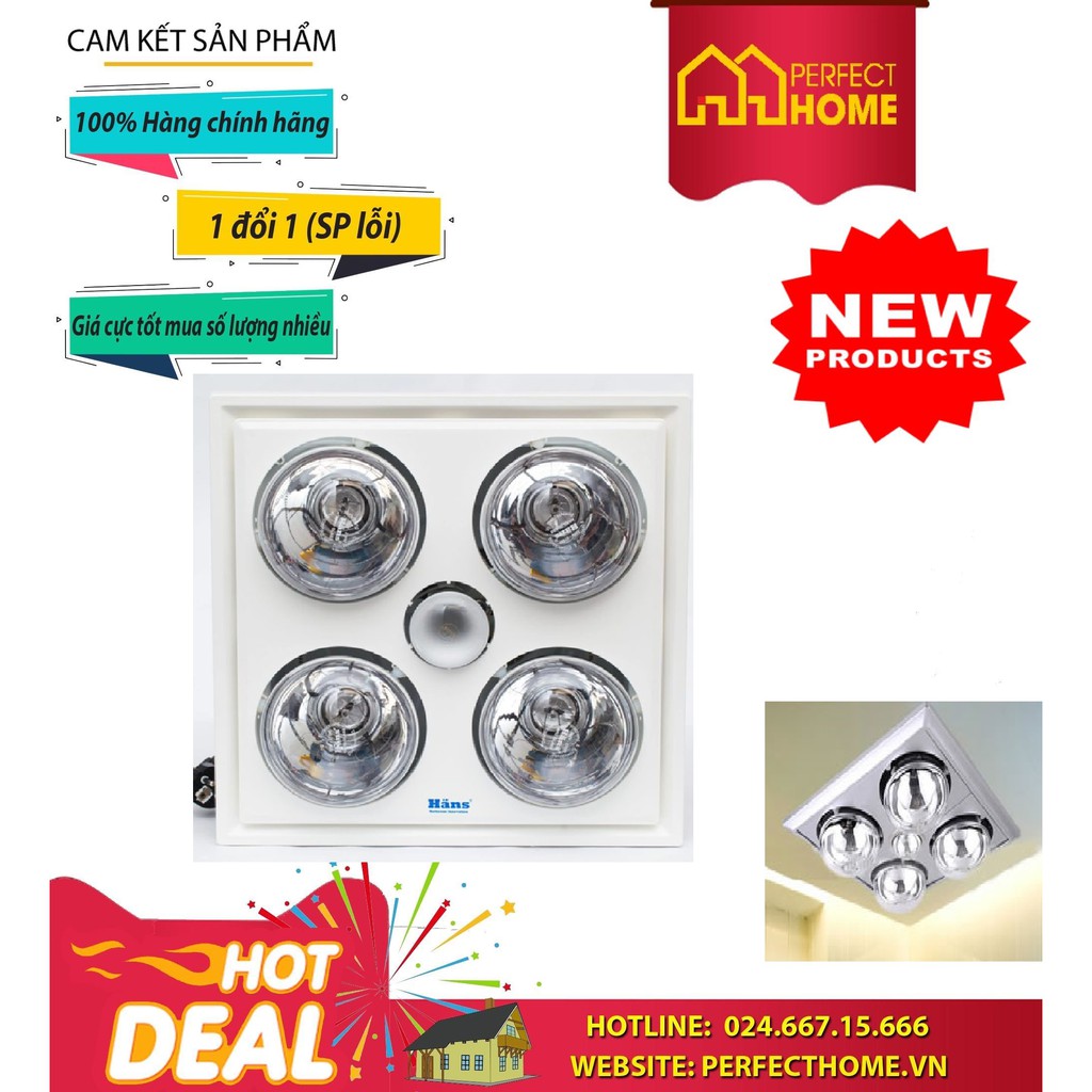 Đèn Sưởi Hans Âm Trần H4B, 4 Bóng