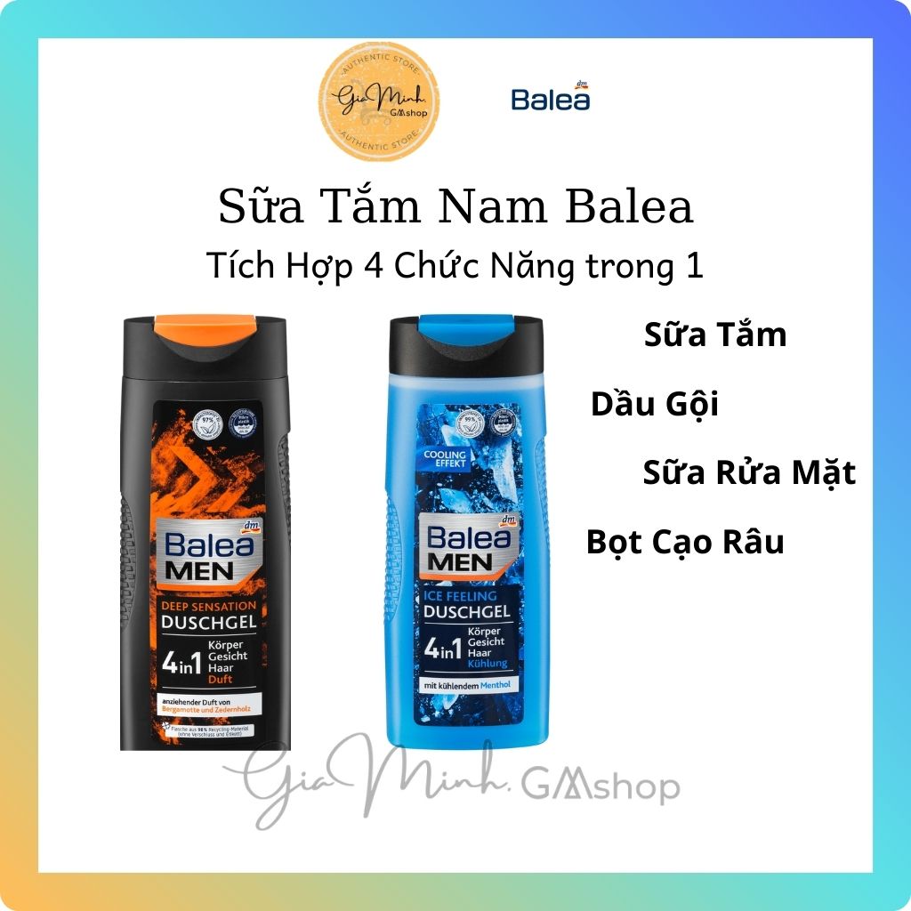 Sữa tắm, gội, rửa mặt, cạo râu Balea Men 4in1 cho nam