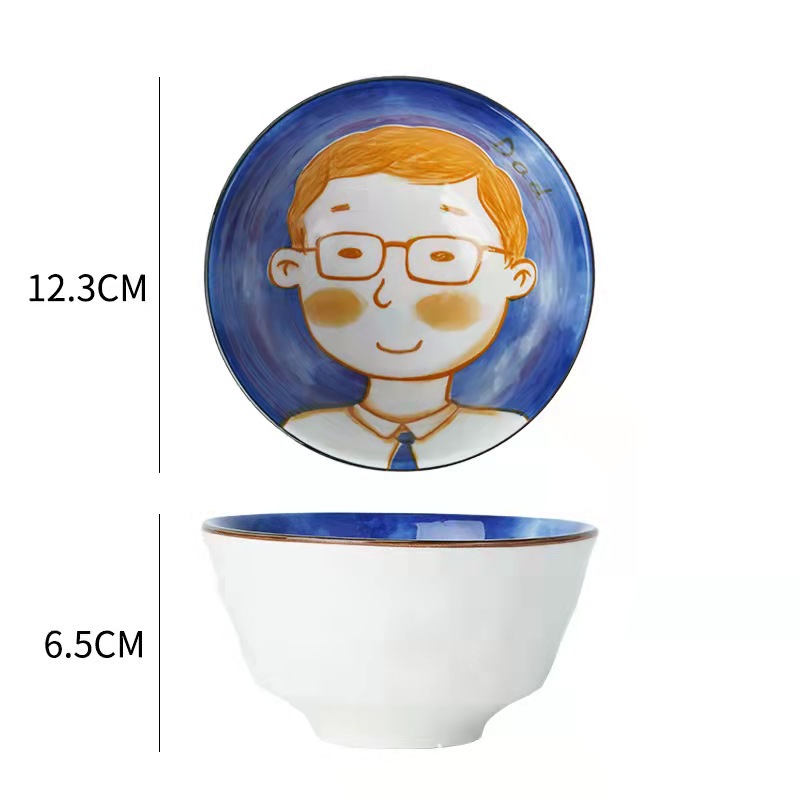 Bộ chén ăn gia đình (ÔNG - BÀ - BỐ - MẸ - CON TRAI - CON GÁI ) - Gốm Sứ - Chất lượng cao
