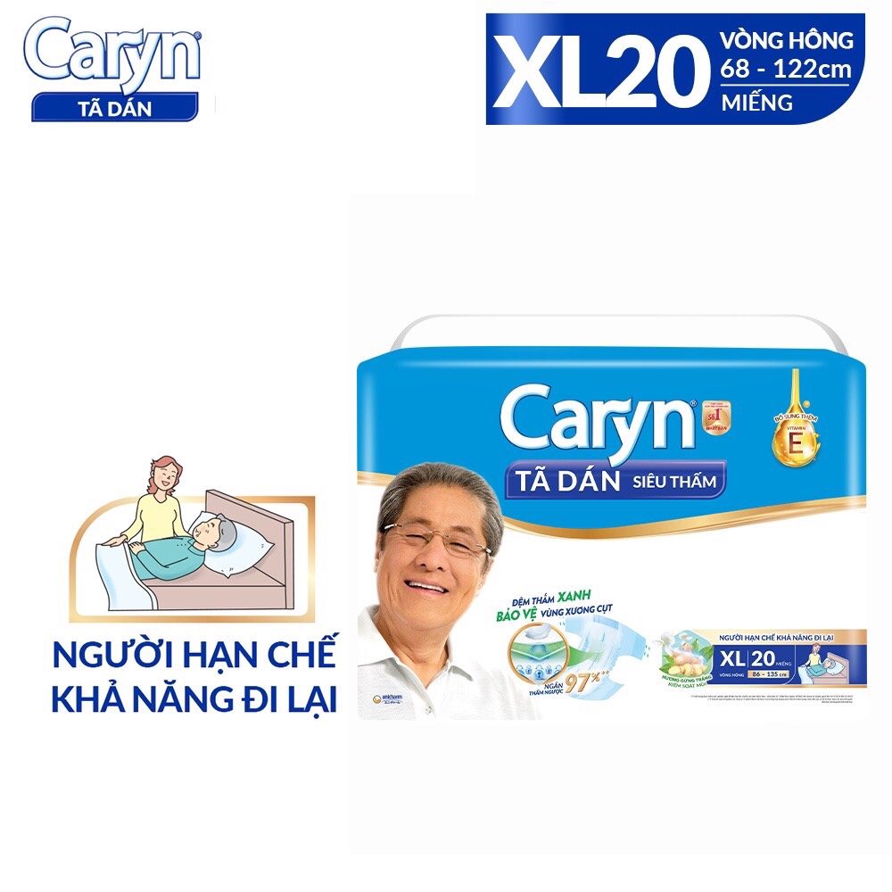 Tã Dán Người Lớn Caryn Siêu Thấm Size XL - 20 Miếng