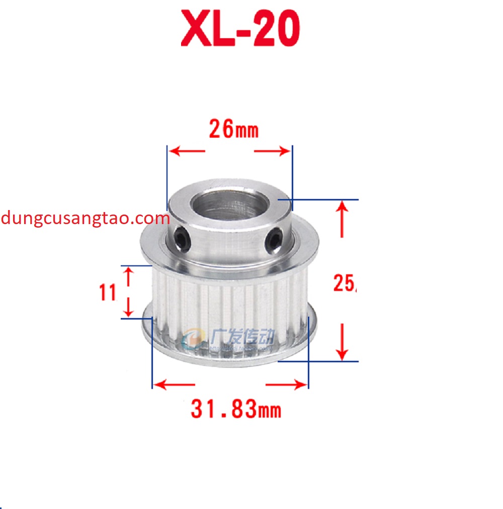 Puly XL20 răng / Nhông XL20 răng nhiều kích thước lỗ trục (XL 20)