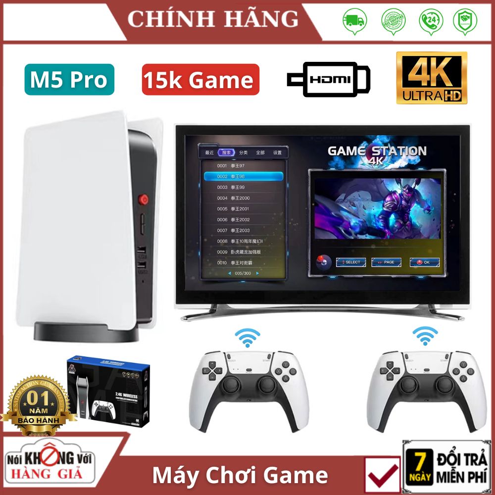 Máy Chơi Game Cầm Tay Playstation M5 Pro HDMI 4K 15000 trò 64Gb Kết Nối