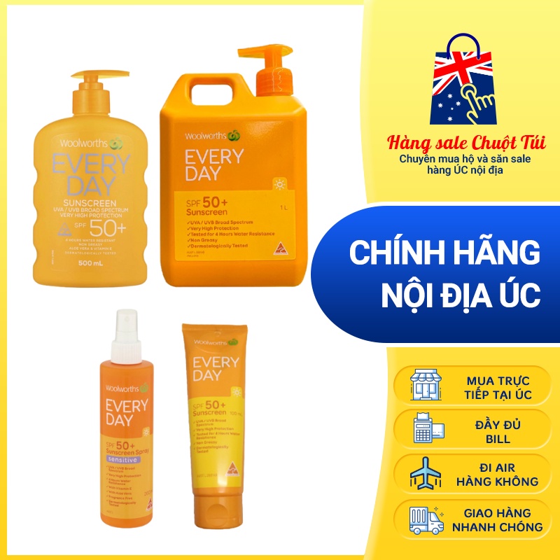 Kem chống nắng Woolworths Ultra Sunscreen SPF 50+ (size khủng) [Nội địa Úc, đủ bill]