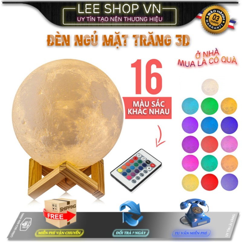 Bảng giá 16 Màu RGB + Remote Đèn Ngủ mặt trăng 3D Cảm ...