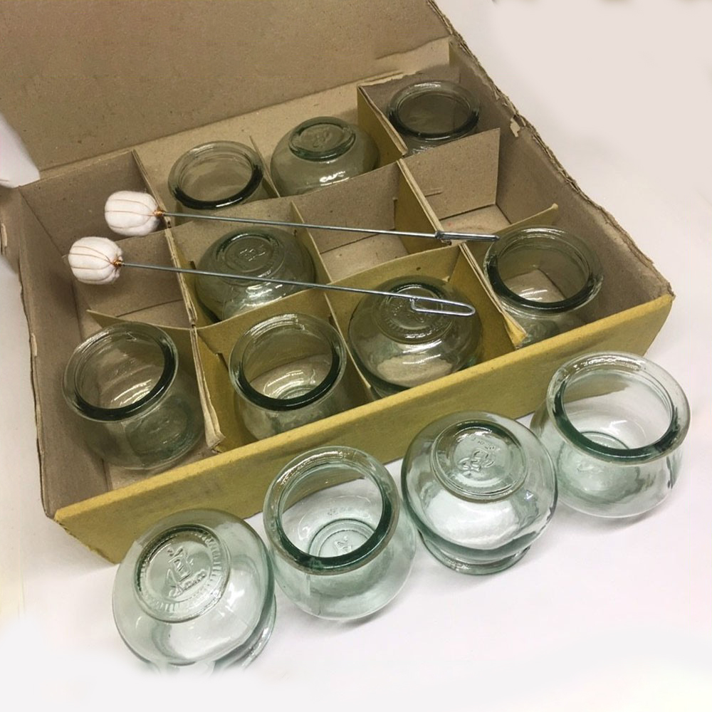 Giác Hơi Thủy Tinh - Bộ 12 Cốc Kèm Cây Châm Lửa
