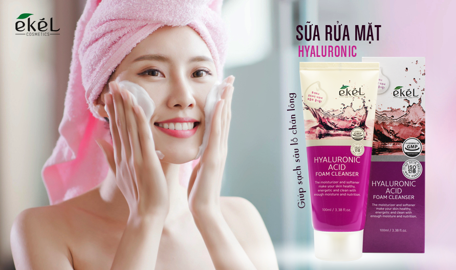 Sửa rửa mặt Axit Hyaluronic Ekel 100ml