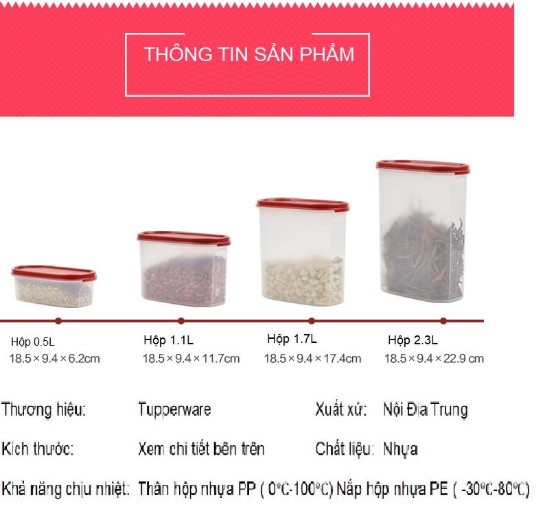 Bộ 8 Hộp Oval Đựng Đồ Khô Tupperware Modular Mate Oval