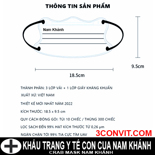 Túi Zip tiện dụng 10 chiếc khẩu trang cao cấp con cua 4 lớp Nam Khánh