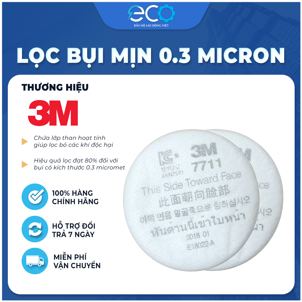 Tấm lọc 3M 7711 Miếng lọc bụi sử dụng cho mặt nạ phòng độc 3M chính hãng