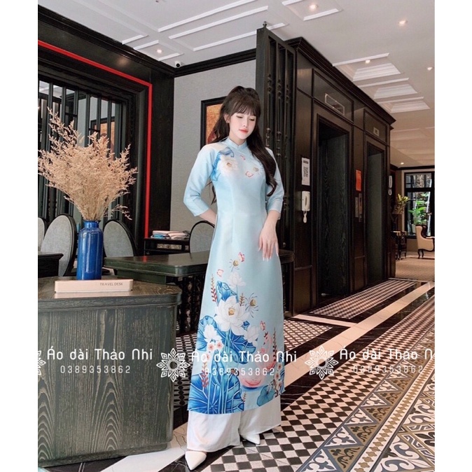 ÁO DÀI TAFTA LỤA XANH THIÊN THANH ĐẸP NHẸ NHÀNG