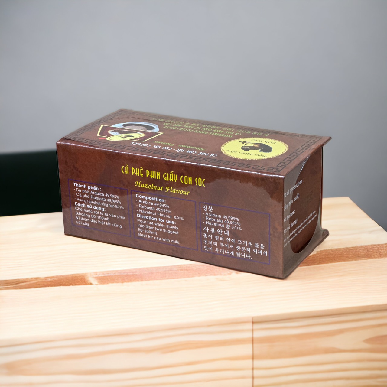 Cà phê CON SÓC Phin lọc giấy ĐƠN NÂU( Hộp 10 gói)