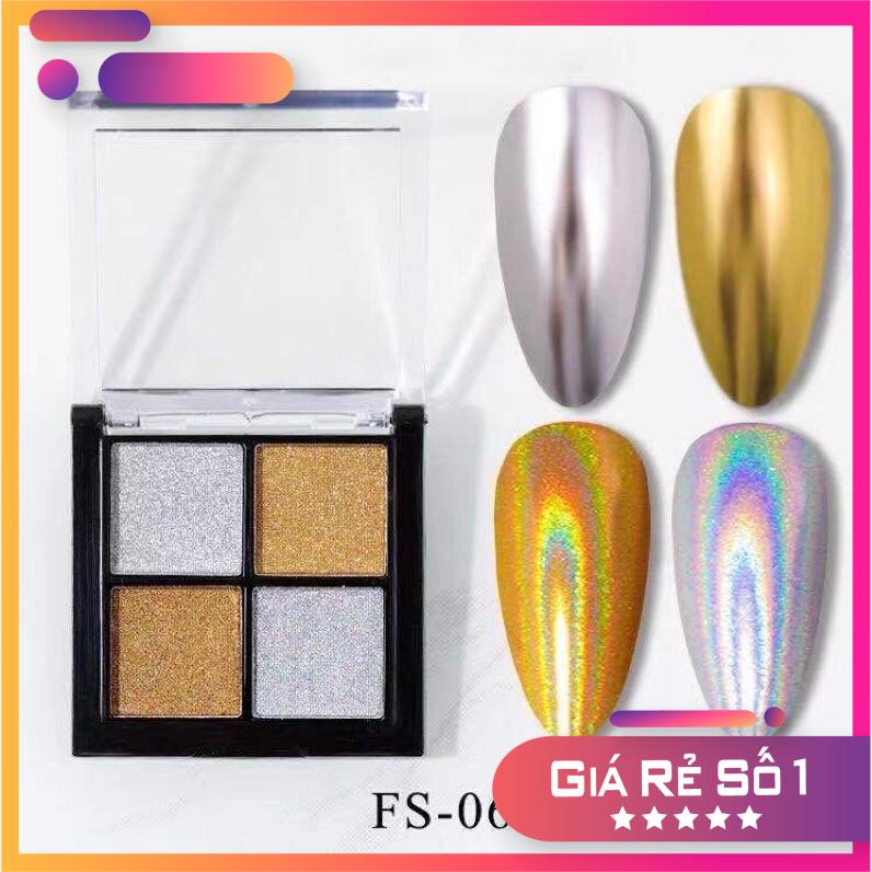 Tráng gương nén 4 màu: vàng - bạc - vàng cầu vồng - bạc cầu vồng - Mini Nails