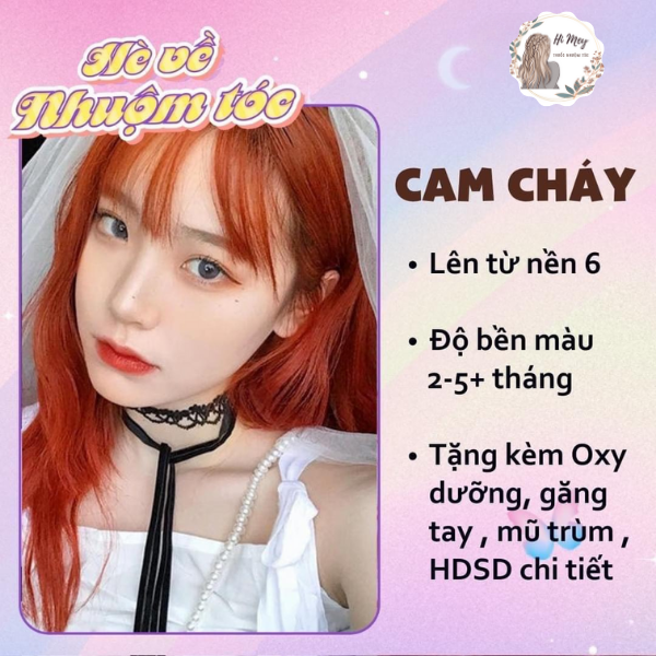 Thuốc Nhuộm Tóc Cam Cháy Không Cần Tẩy ( Kèm Oxi+ Găng Tay+ HDSD )
