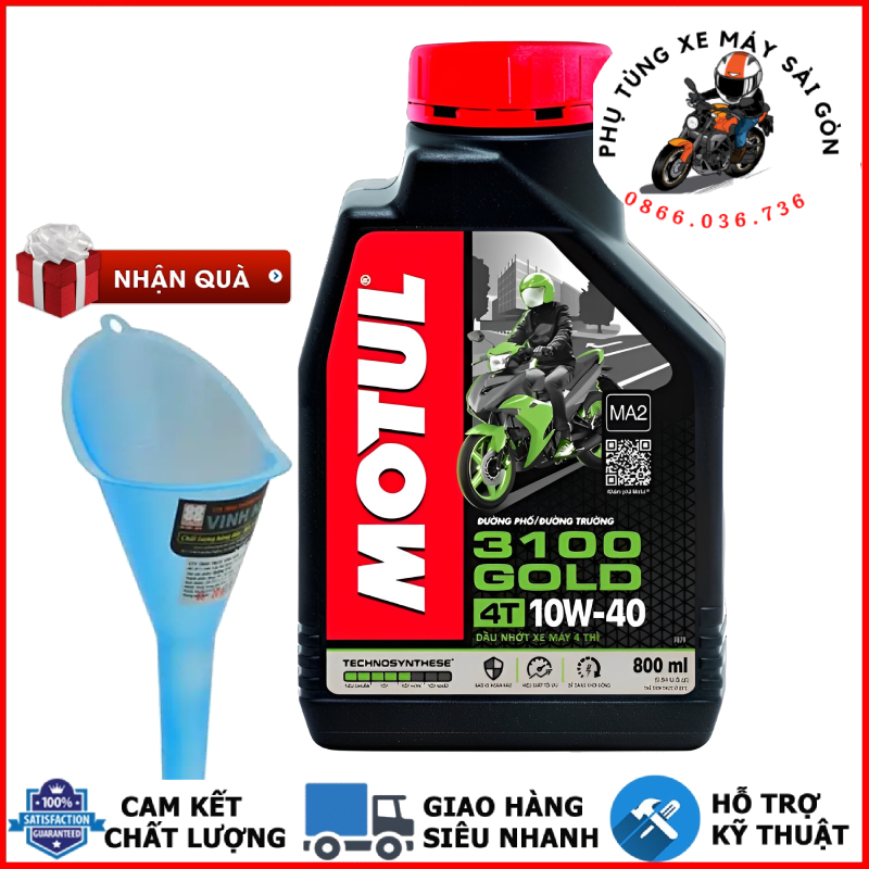 Nhớt MOTUL 3100 10W40 800ml dùng cho xe côn tay xe số [Mua 5 tặng 1 phểu]