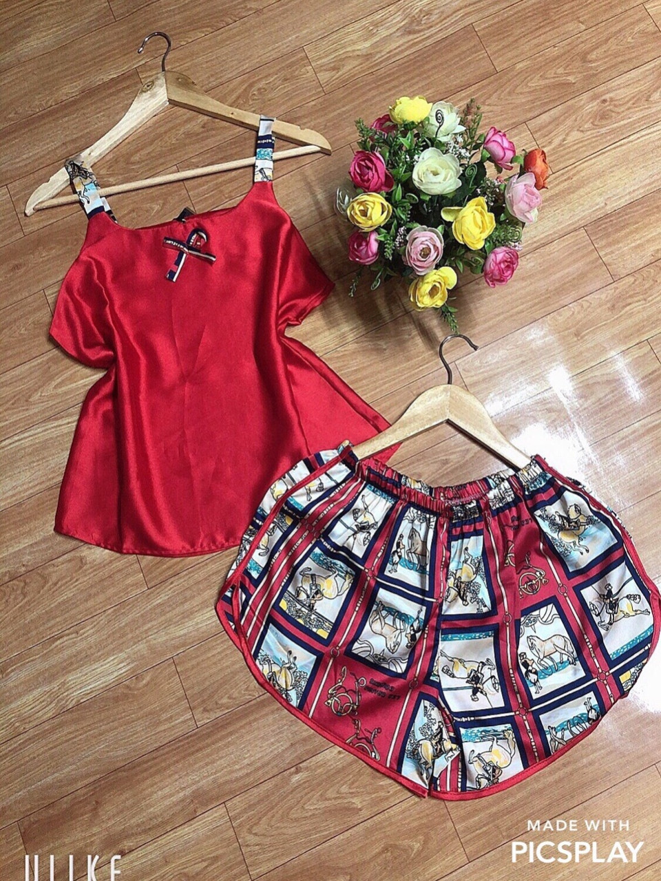 Sét bộ đùi 2 dây satin cao cấp siêu mát-TK