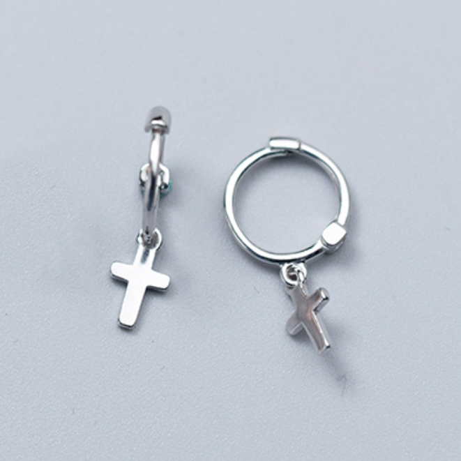 Bông Tai Bạc Chữ Thập Nhỏ Xinh - B2531 - Bảo Ngọc Jewelry