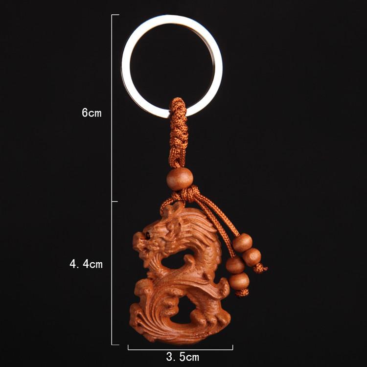 Móc Khóa Gỗ Thủ Công Khắc Hình Rồng Mẫu 02