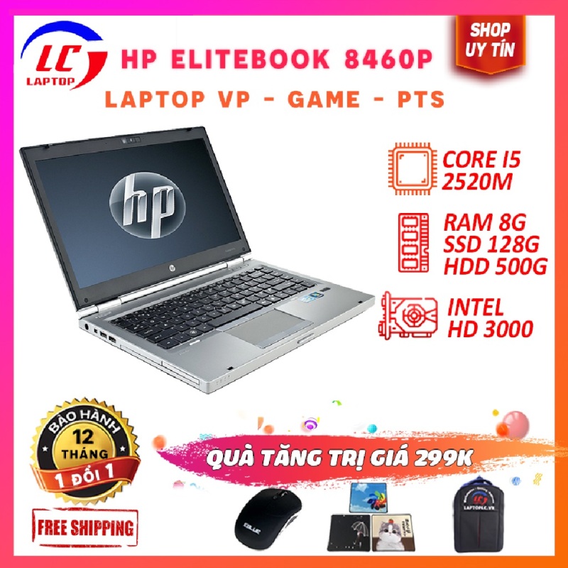Laptop Văn Phòng Cao Cấp HP 8460p Vỏ Nhôm, i5-2520M, VGA On Intel HD 3000, Màn 14 HD, LaptopLC298