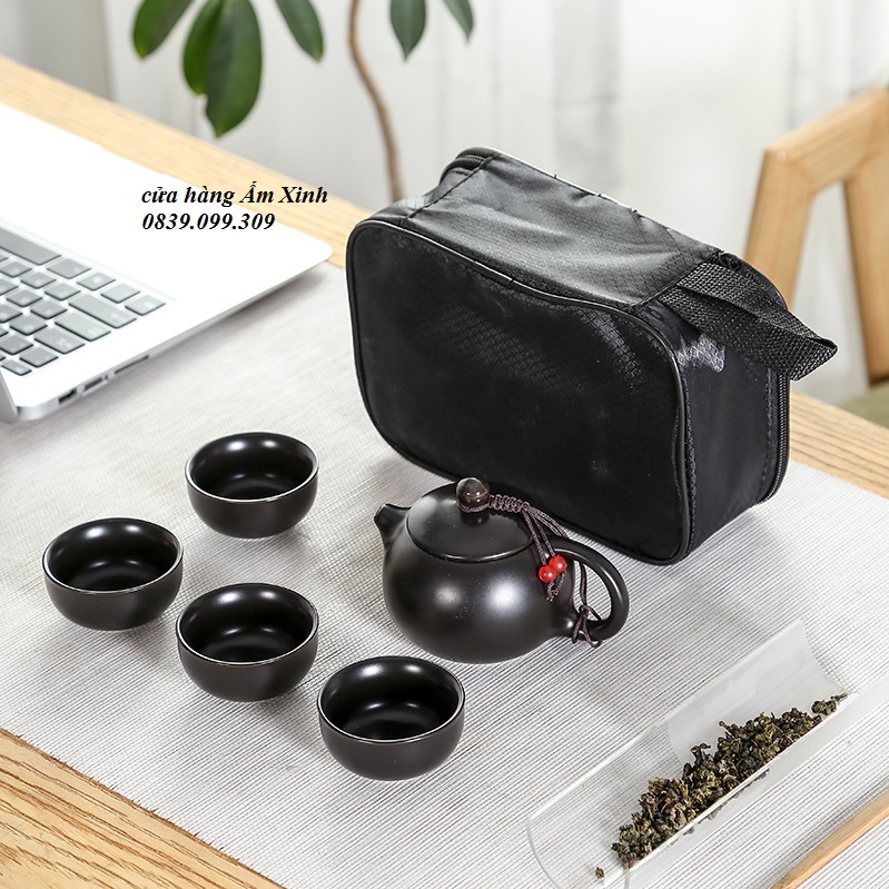 Bộ ấm chén sứ pha trà du lịch