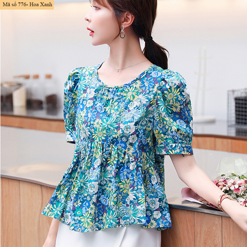 B776- Áo hoa cotton dày dặn