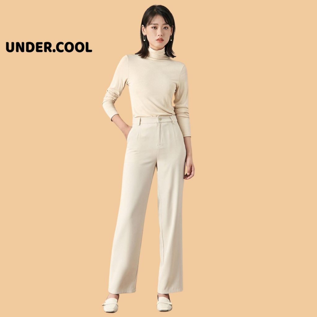 Quần ống suông rộng nữ lưng cao UNDERCOOL vải cao cấp dài culottes,quần tây công sở đi làm đi chơi
