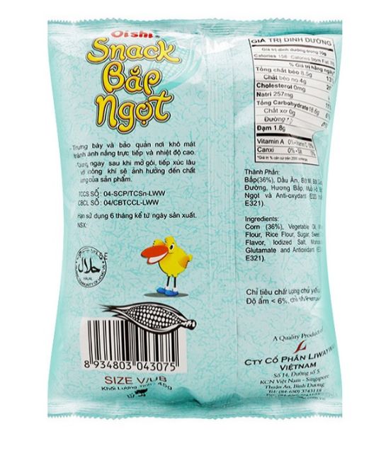 Combo 3 Gói Bánh Snack Oishi Bắp Ngọt 12g