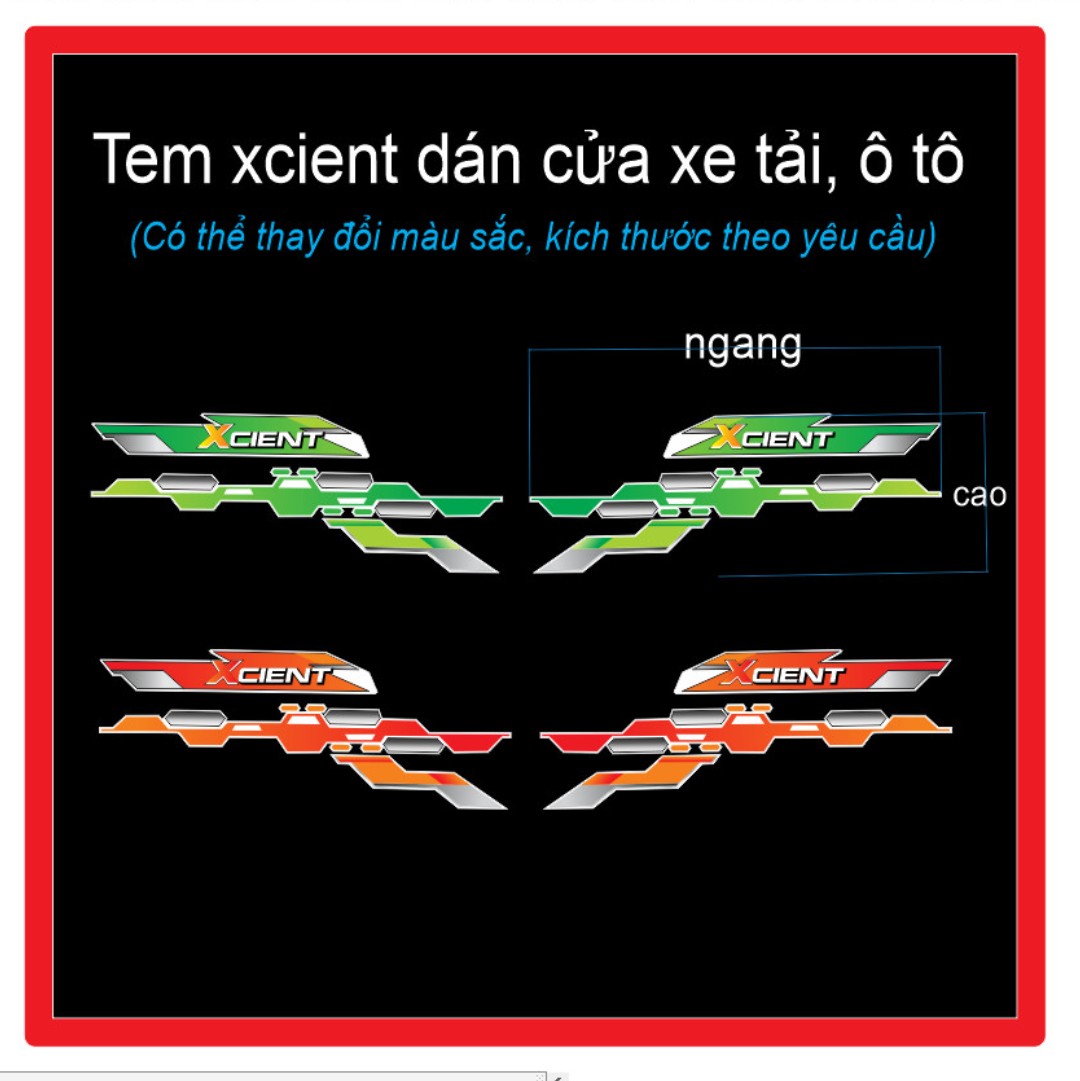 Tem XCIENT, tem decal xe tải (sl 2 tem dán 2 bên cửa)