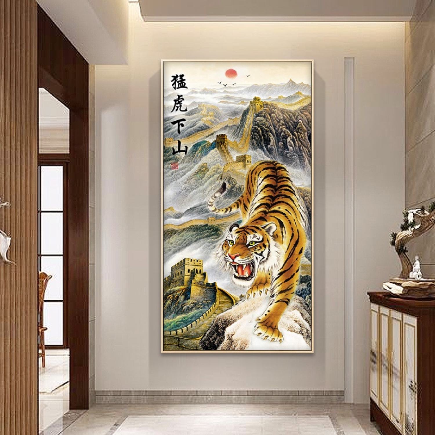 Tranh gắn đá đính kín toàn bộ Hổ Toạ Quan Sơn Đấu