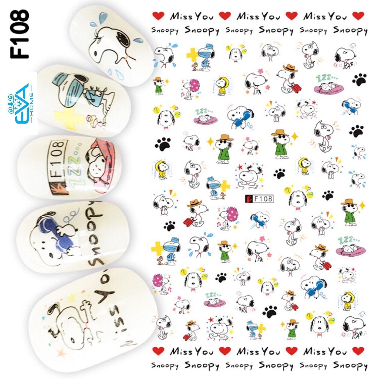 [HCM]Miếng Dán Móng Tay 3D Nail Sticker Hoạt Hình Chú Chó Snoopy F108