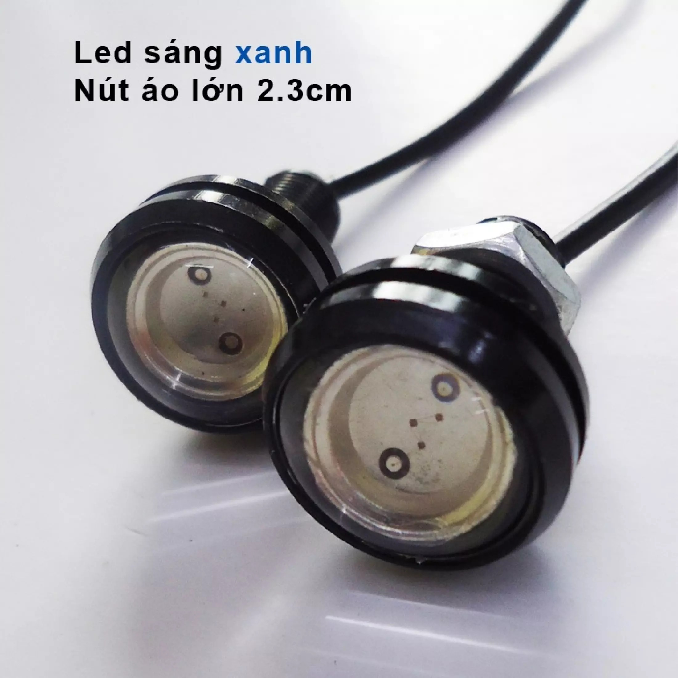 Bộ 2 đèn led nút áo lớn độ xe máy - Sáng Xanh DƯƠNG