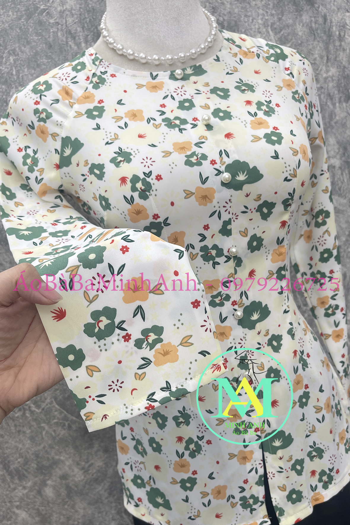 (ÁO LẺ) ÁO BÀ BA DÂY KÉO HOA ANH ĐÀO