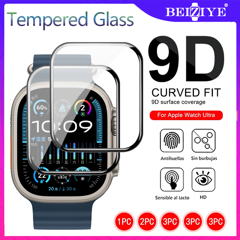 3D Full Cover Tempered Glass for Apple Watch series 9 SE2 8 7 6 5 4 3 2 1 40mm 44mm 38mm 42mm Screen Protector film for apple watch Ultra 2 49mm smart watch
