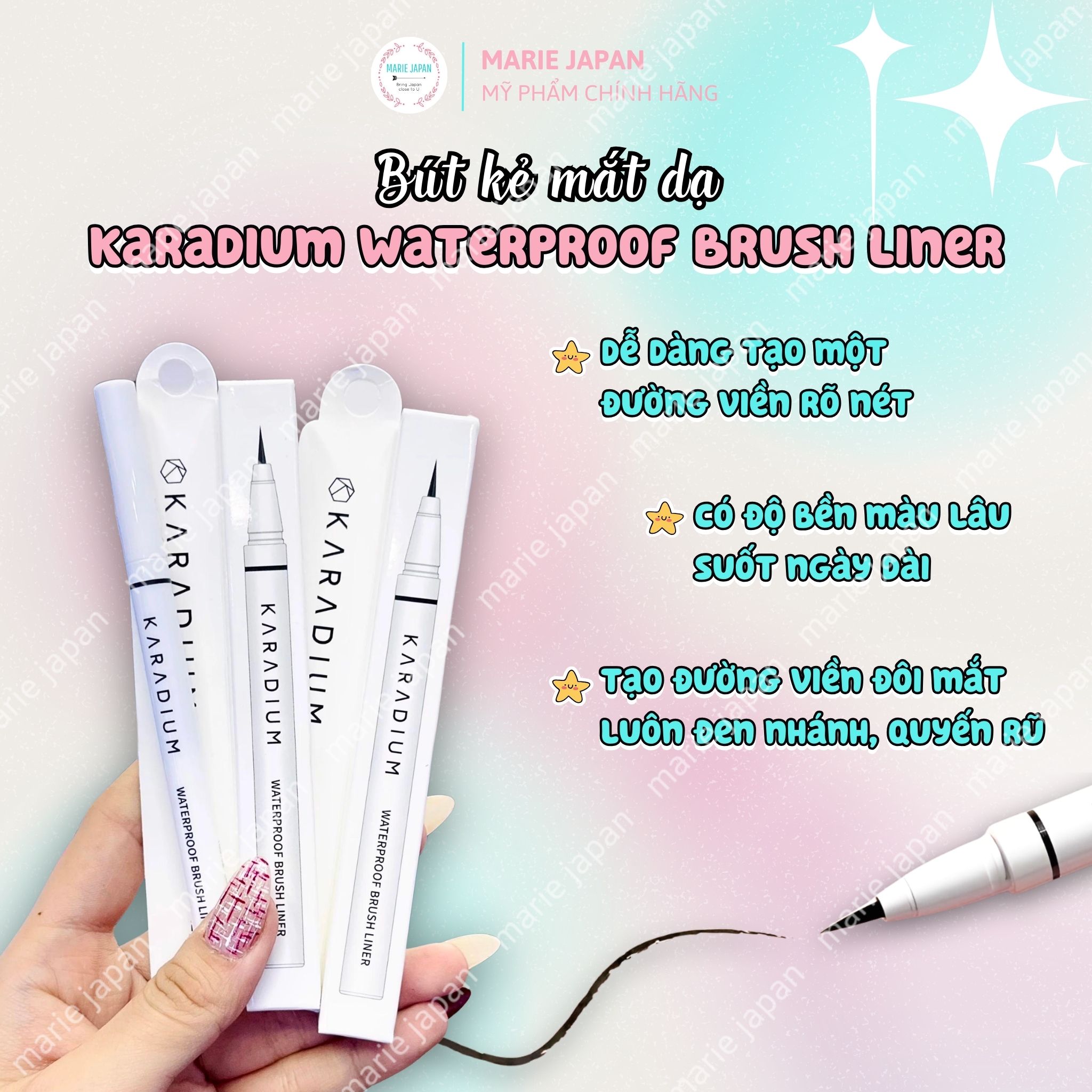 Bút Kẻ Mắt Dạ Karadium Waterproof Brush Liner Black Hàn Quốc