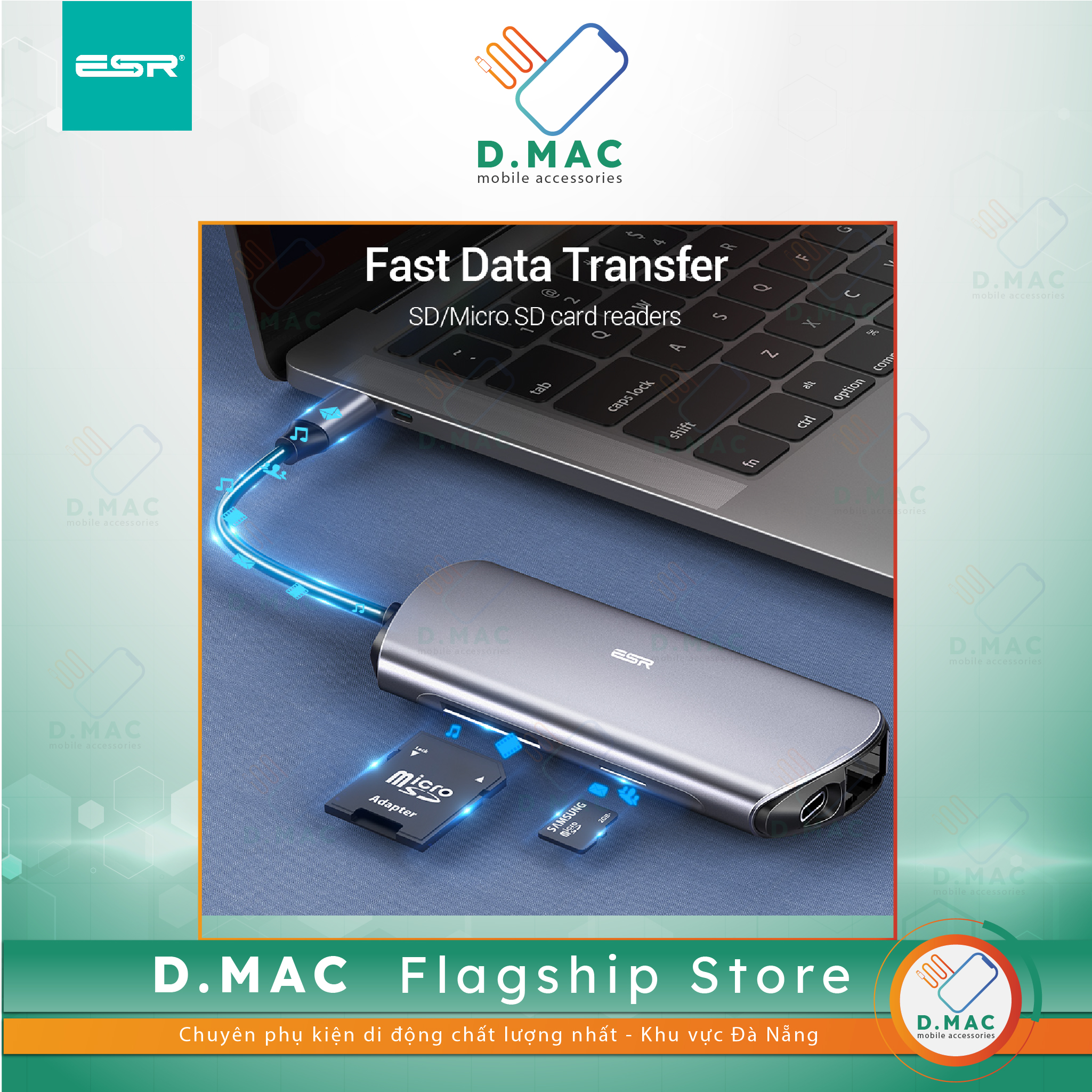 D.MAC Hub USB type C Esr 8-in-1/6-in-1 USB 3.1/3.0