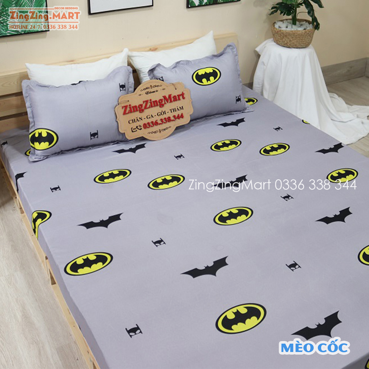 Set Ga Gối,Bộ Drap giường Poly Cotton Mẫu Đào Cam (Được chọn mẫu)