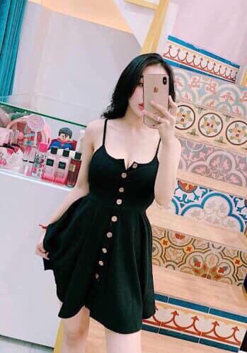 ĐẦM XÒE 2 DÂY ĐÍNH NÚT CỰC HOT TẠI X79 ( HÌNH MẪU CHỤP THẬT )