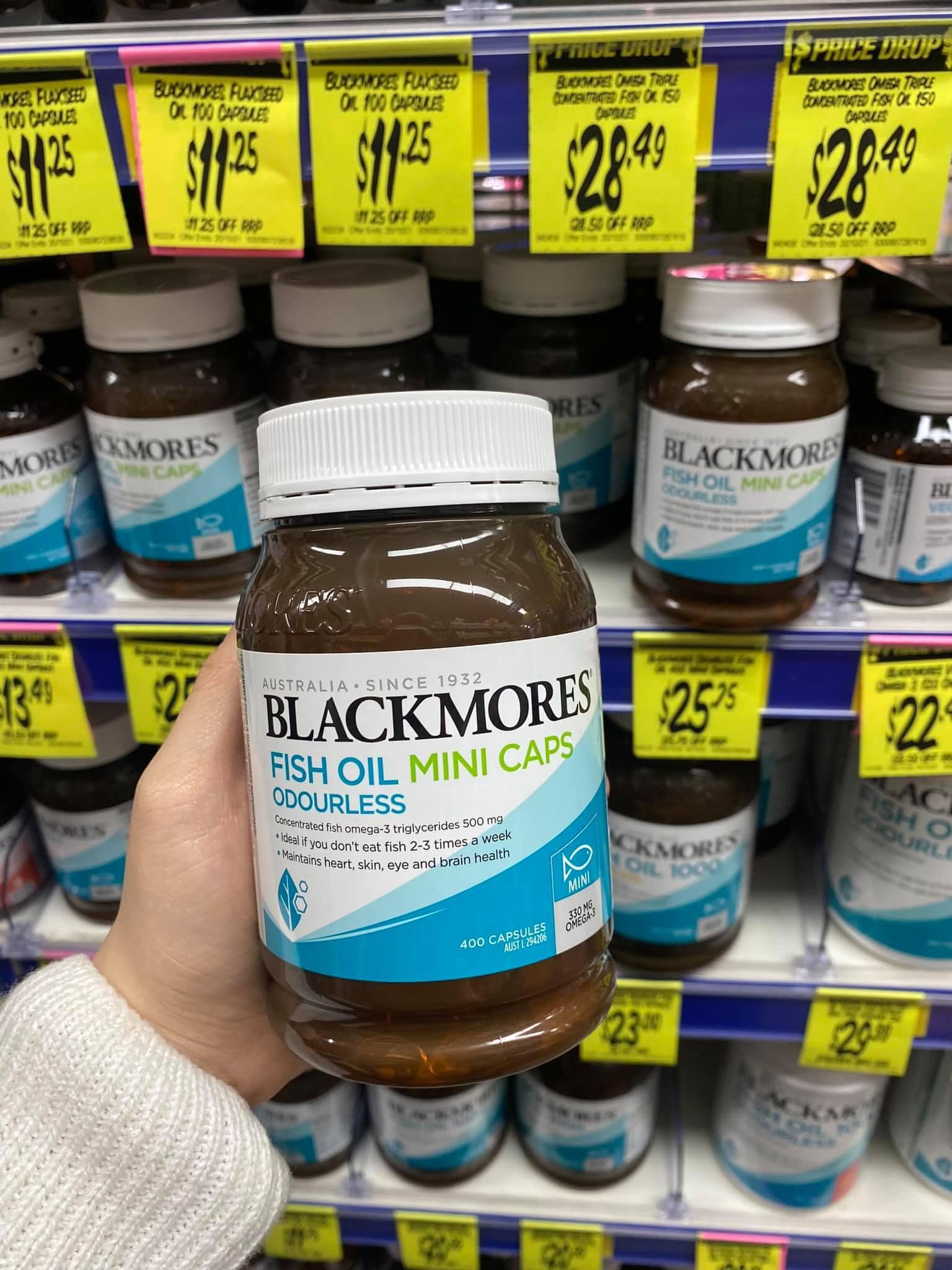 Dầu cá Blackmores Omega Mini Double Concentrate 400 viên Úc