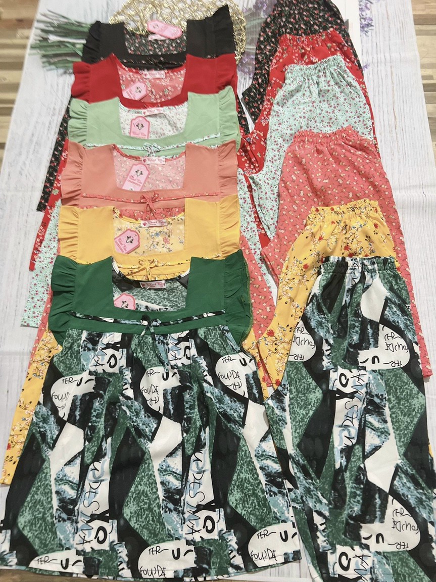 [ HIEN HOANG STORE , HCM  ] Bộ mặc nhà Quần lửng tay cánh tiên , đồ bộ  nữ, đồ bộ lụa hàn cao cấp, đồ bộ lụa