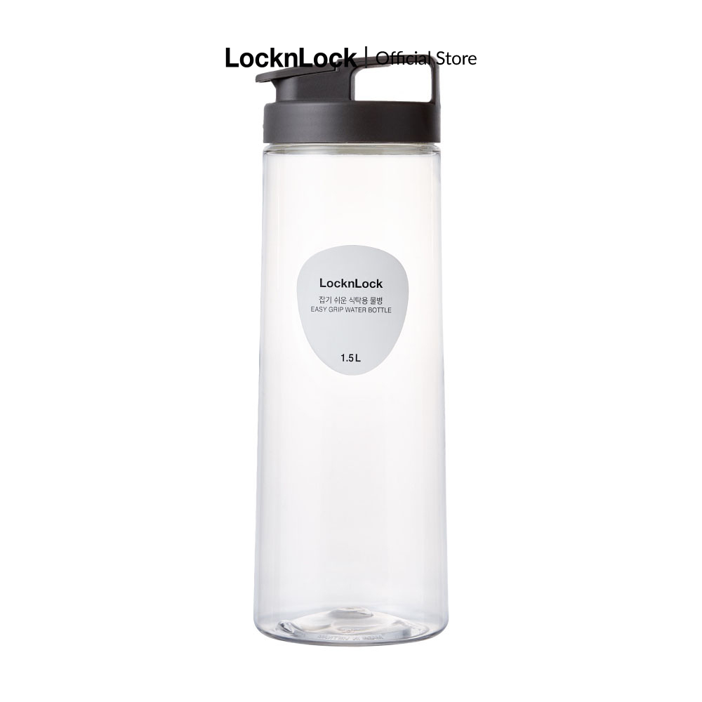 Bình nước nhựa Lock&Lock Easy Grip Water Bottle 1.5L HAP814 màu xám, trắng Nắp có quai cầm, bình trong suốt trong lượng nhẹ