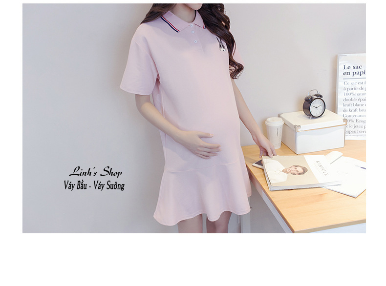Váy Bầu Đầm Bầu Thỏ Ngắn Tay
