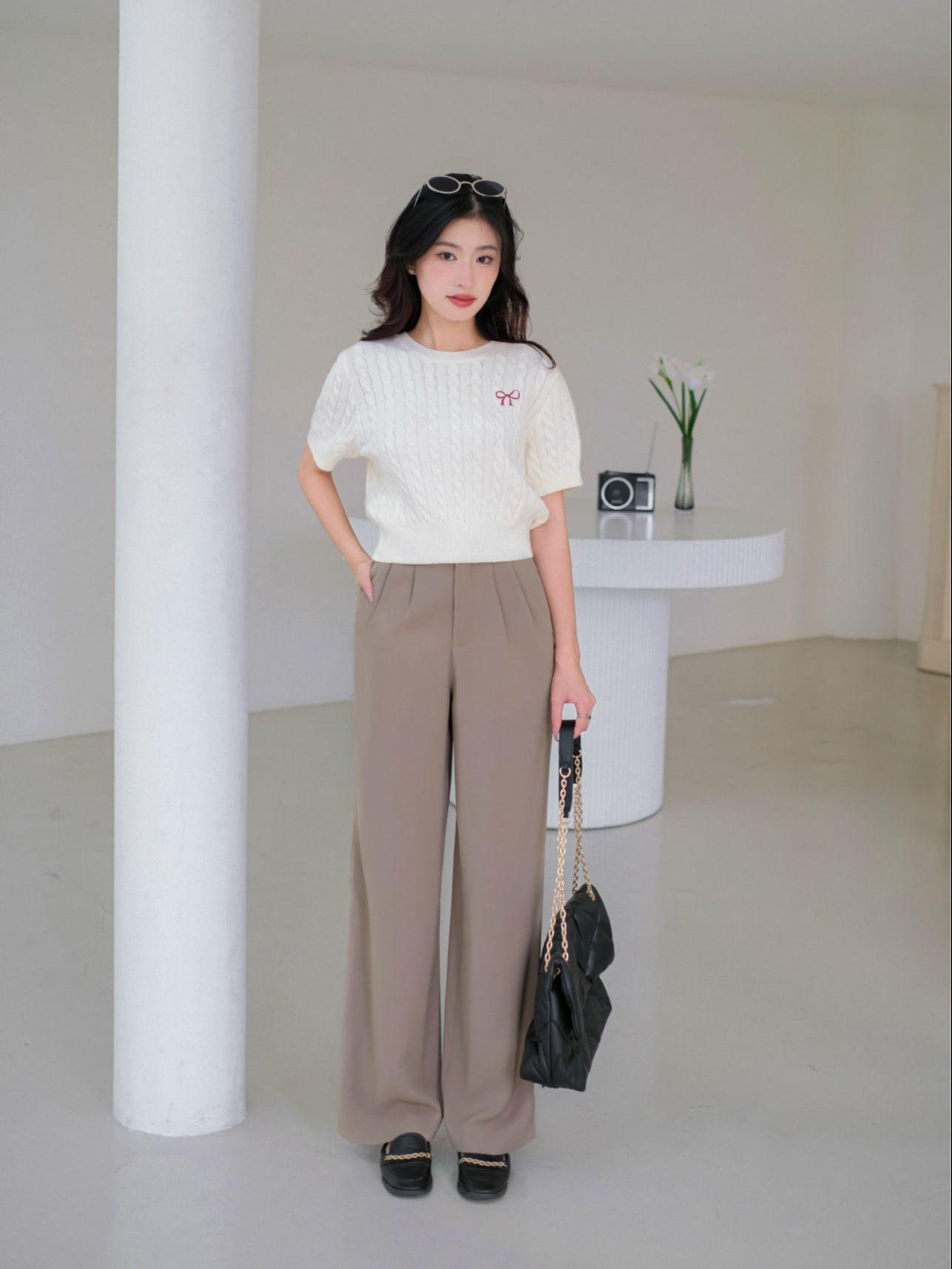 Teddy pants - quần dài ống rộng cạp cao