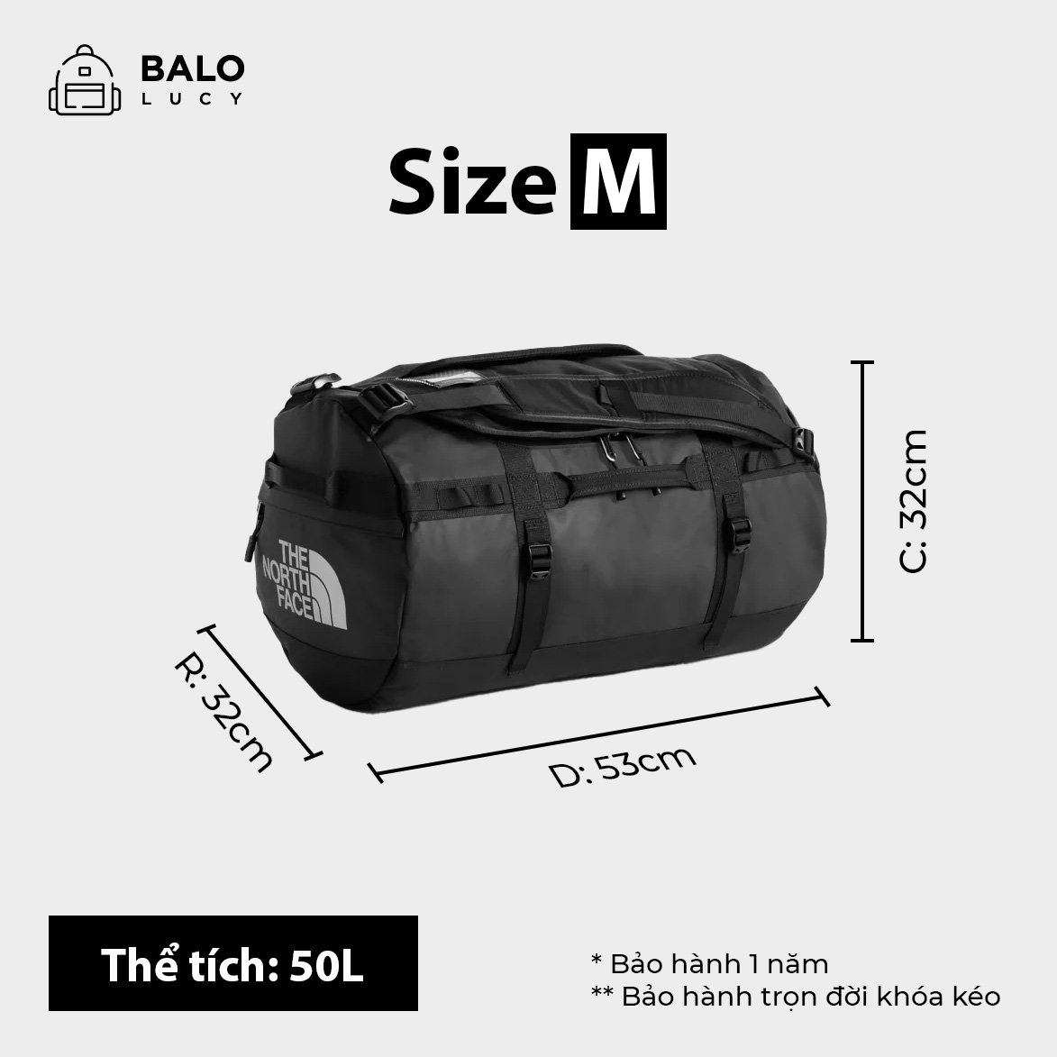 Túi trống Balo du lịch TNF chống nước.
