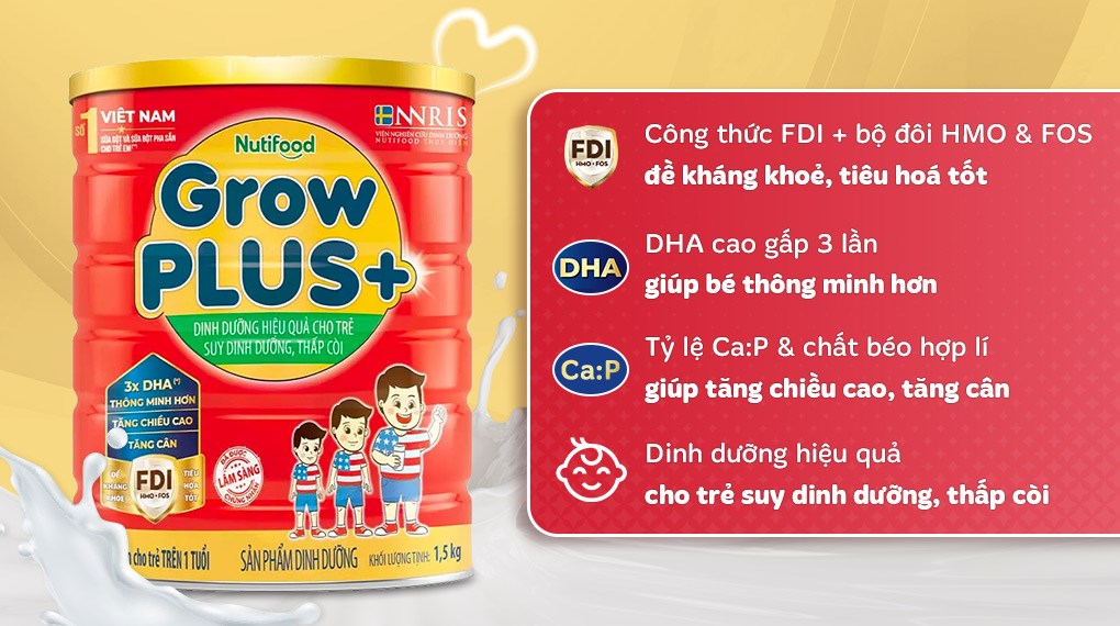 Sữa GrowPlus+ Đỏ 1,5kg (từ 1 tuổi)