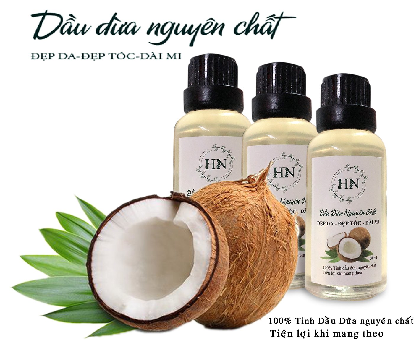 [HCM]Tinh dầu dừa nguyên chất 100%30ml hổ trợ làm đẹp và chăm sóc sức khoẻ