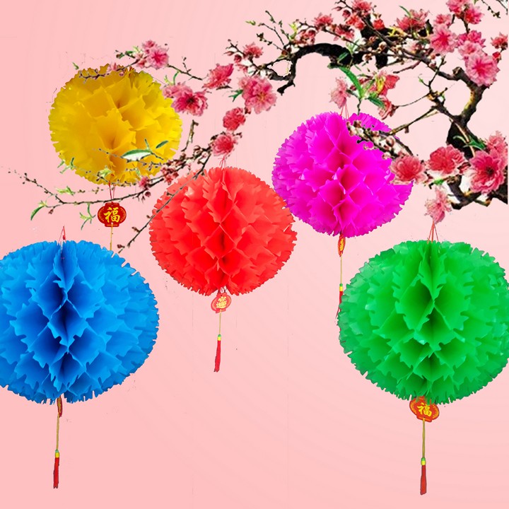 Đèn lồng tết trang trí, lồng đèn xếp nhiều màu