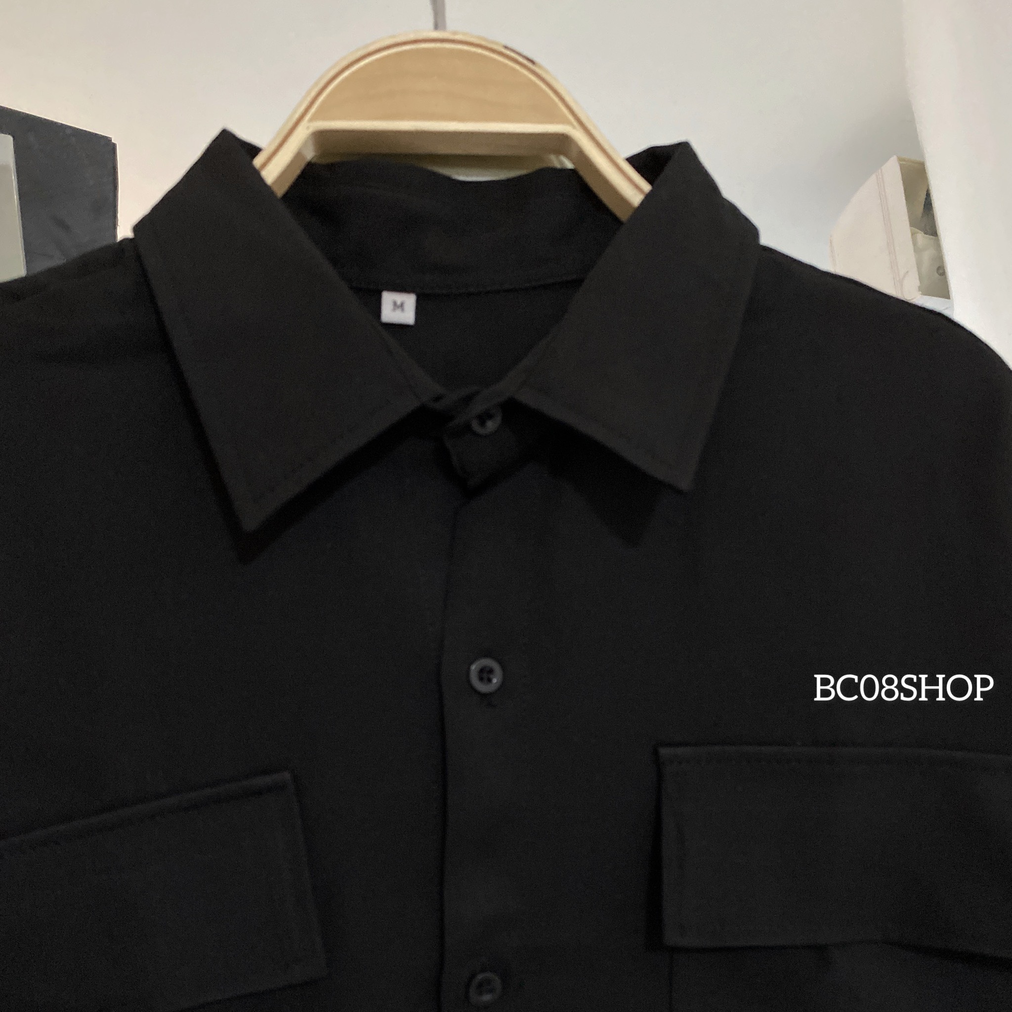 Áo Sơ Mi Tay Lỡ Nam Nữ Basic Chất Vải Cotton 2 màu Đen Trắng