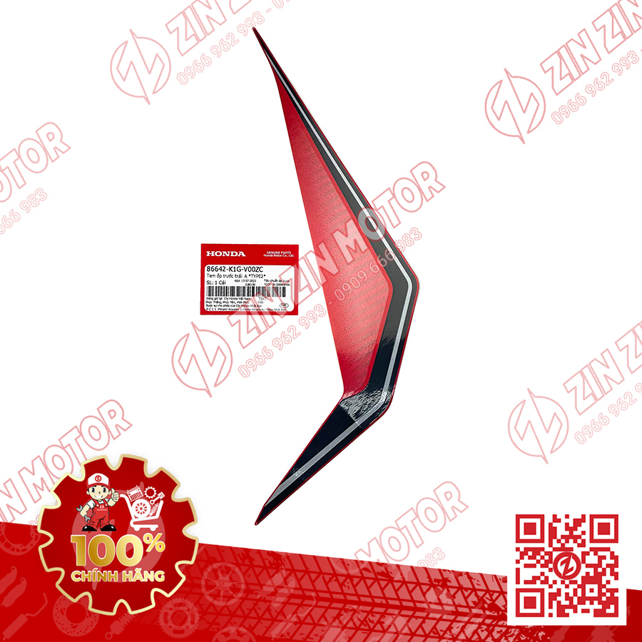 Tem ab 2020 zin, tem rời xe airblade 125 đỏ đen xám 2020 phiên bản tiêu chuẩn chính hãng honda - zzm